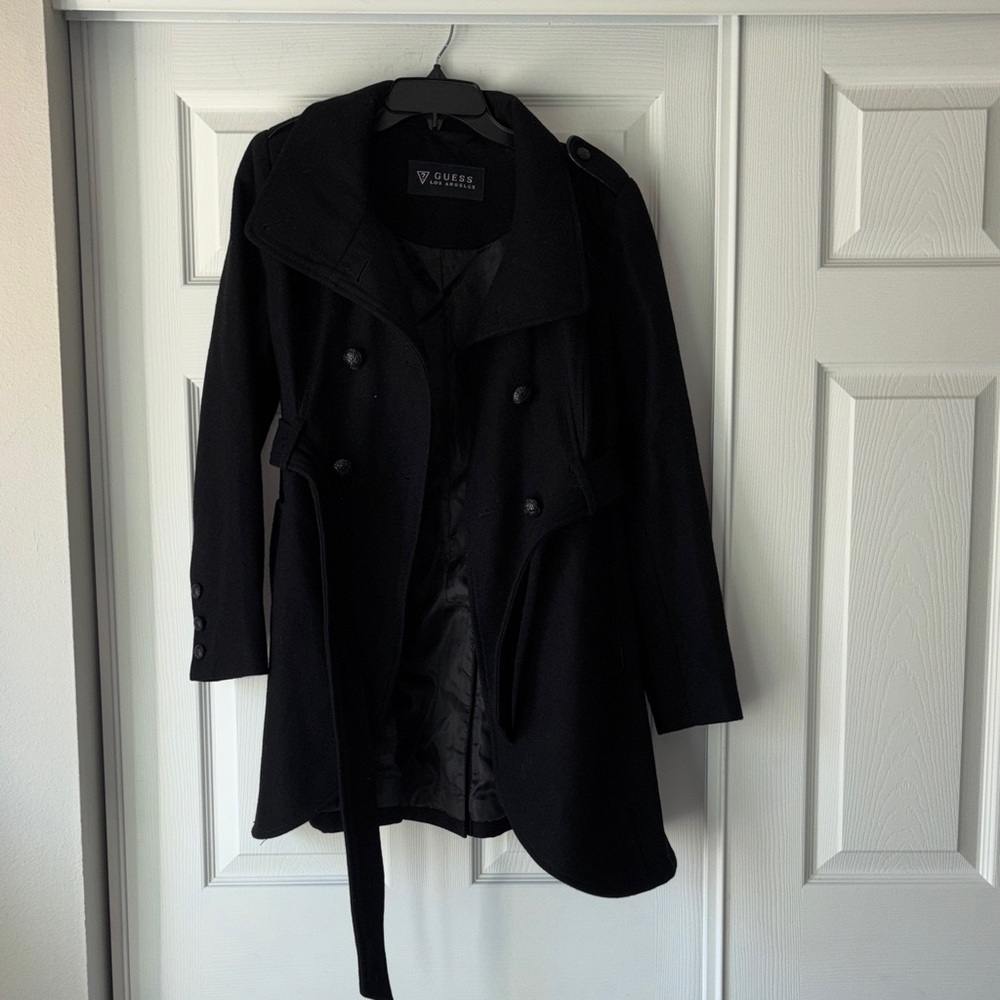 Guess Women's Elegant Black Trench Coat